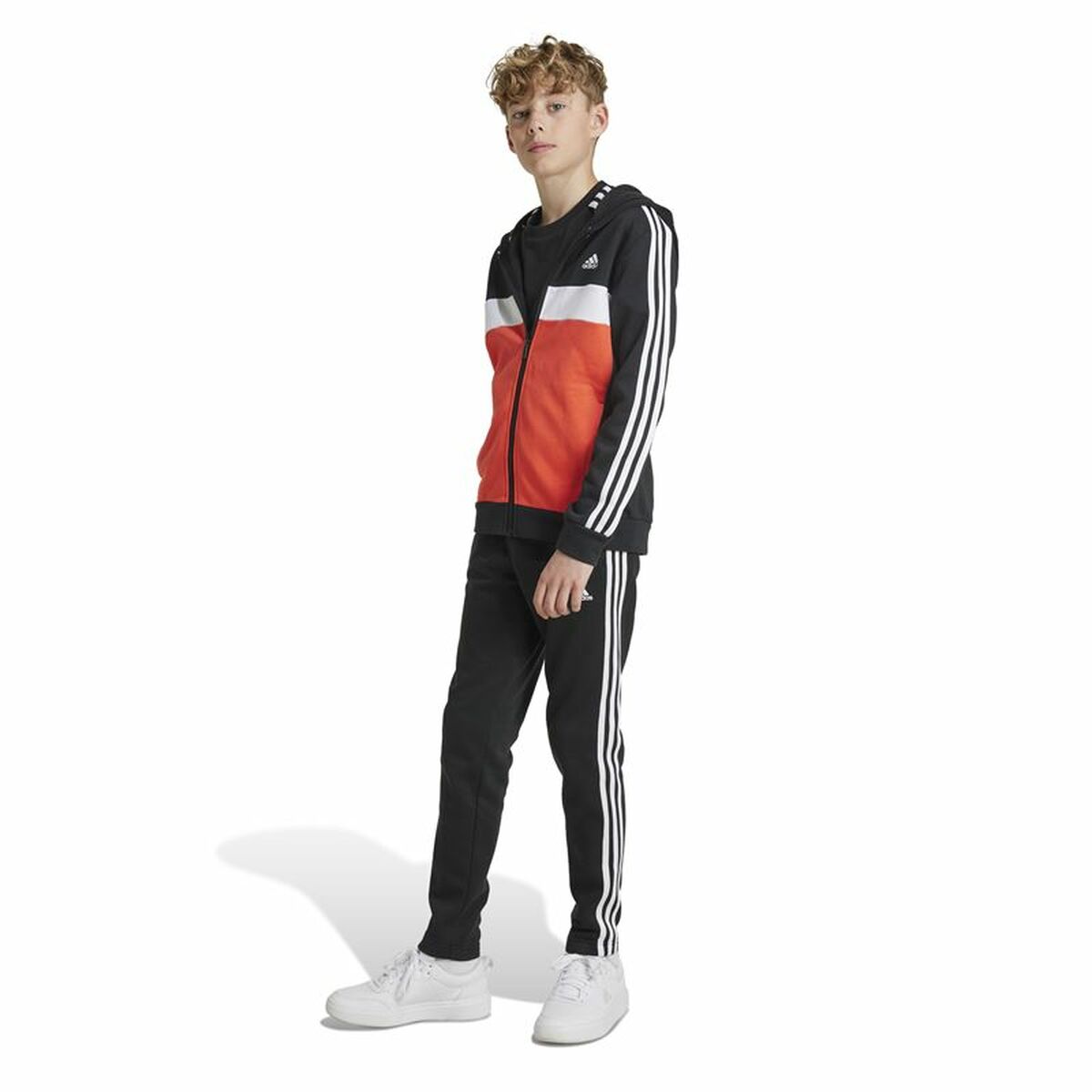 Chándal Mujer Adidas Tiberio 3-Stripes Colorblock Fleece Negro Rojo