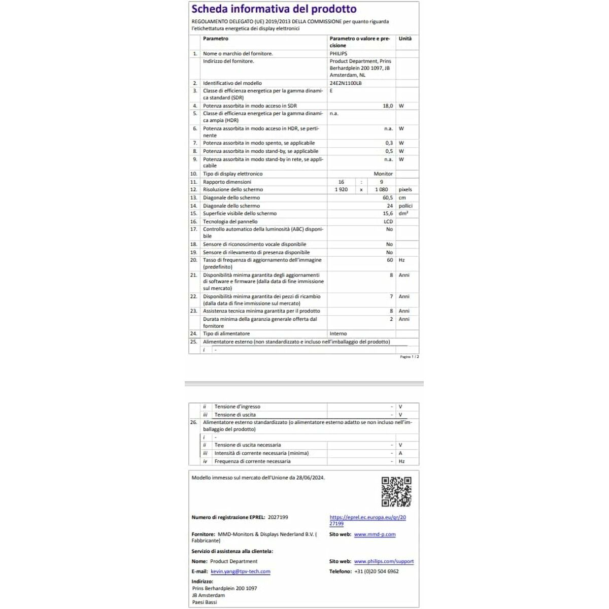 Monitor Philips 24" Full HD