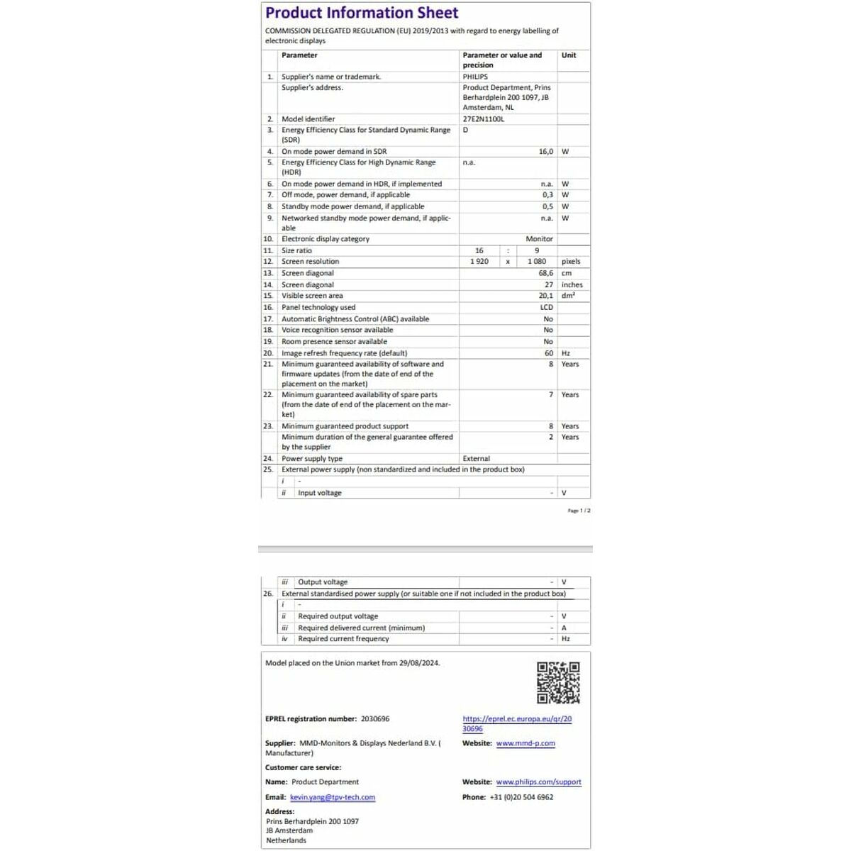 Monitor Gaming Philips Full HD 27"
