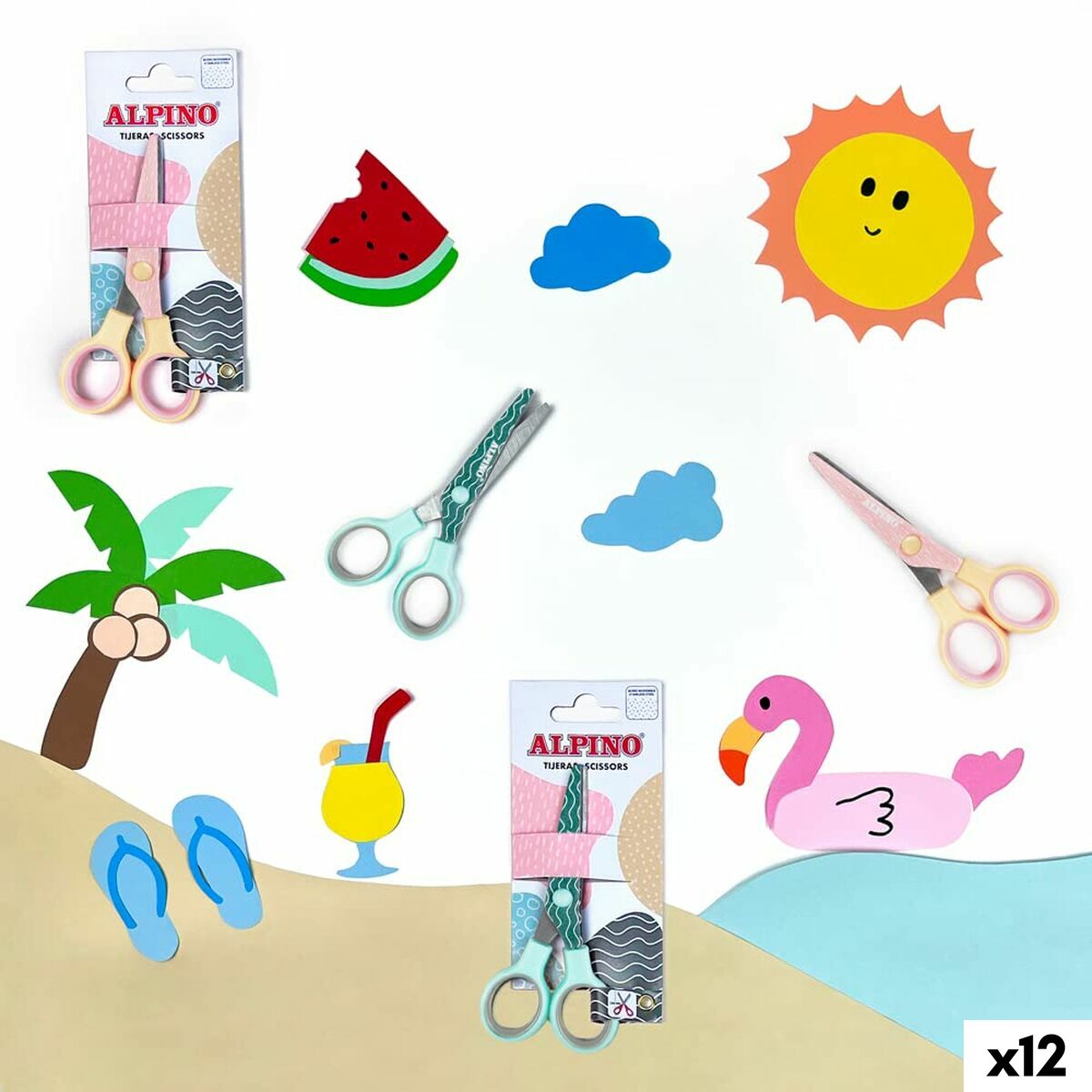 Tijeras Alpino Multicolor Blanco/Naranja Acero Inoxidable 130 mm