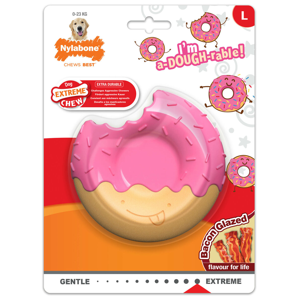 Juguete para perros Nylabone Rosa Bacon L