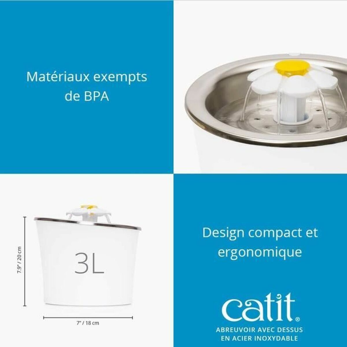 Fuente para Mascotas Catit Blanco Plástico/Acero inoxidable