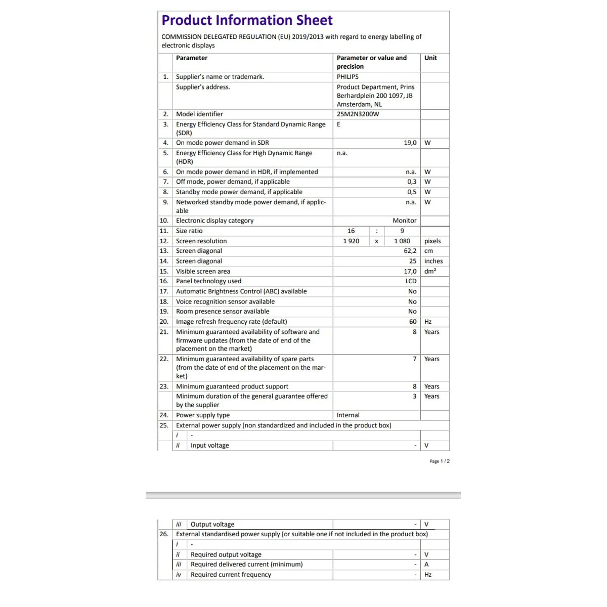 Monitor Philips 24,5" Full HD