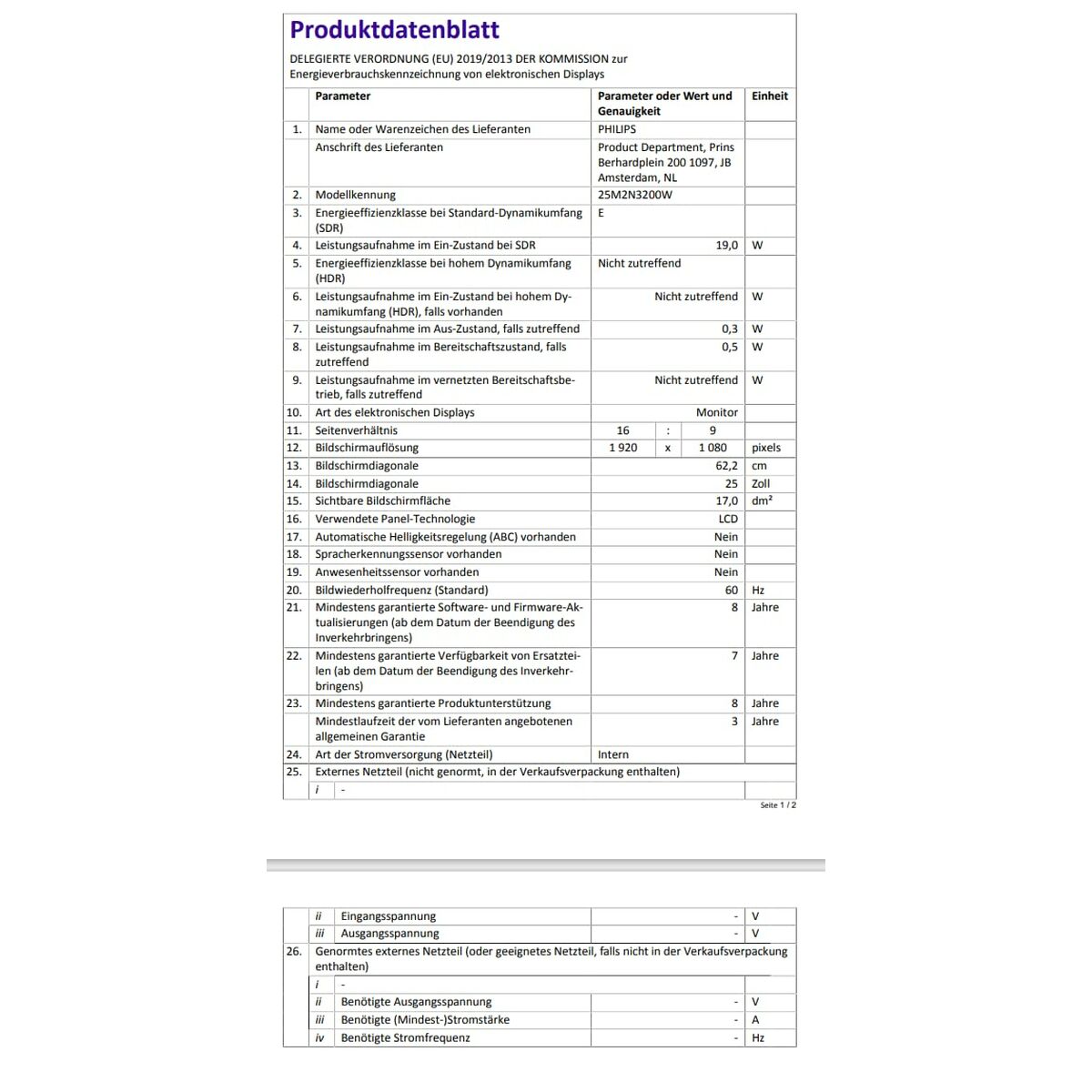 Monitor Philips 24,5" Full HD