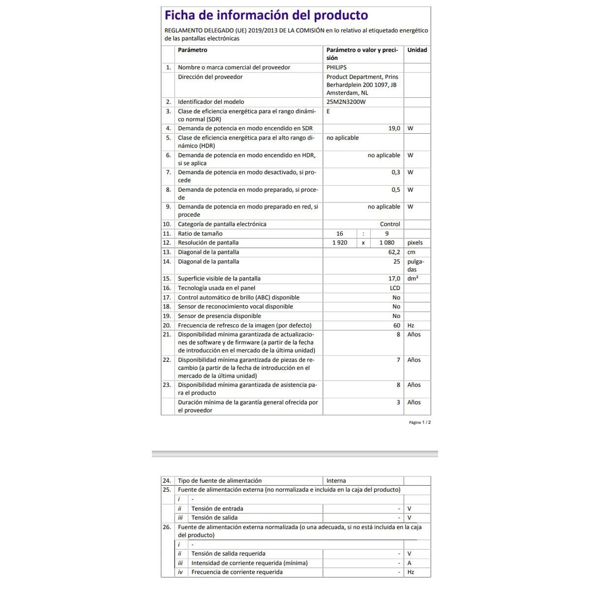 Monitor Philips 24,5" Full HD