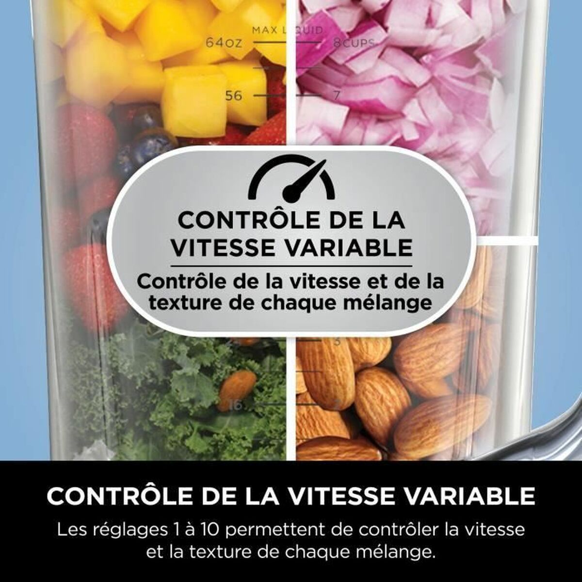 Batidora de Vaso NINJA Negro Acero 1200 W 2,1 L