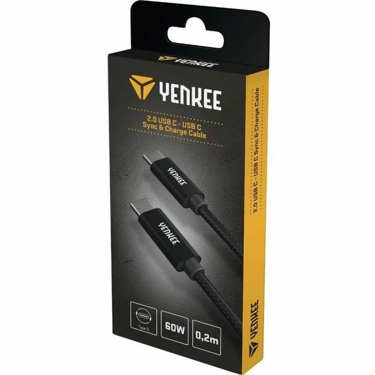 Cable USB-C Yenkee YCU C02 BK Negro 0,2 m