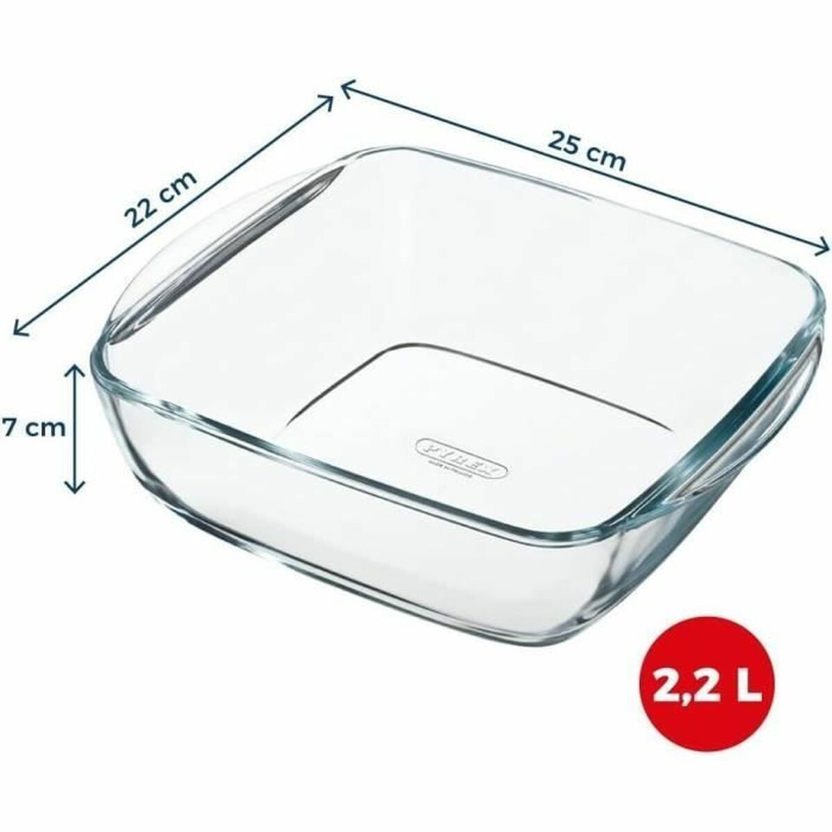 Fuente para Horno Pyrex Transparente Vidrio de Borosilicato Cuadrado