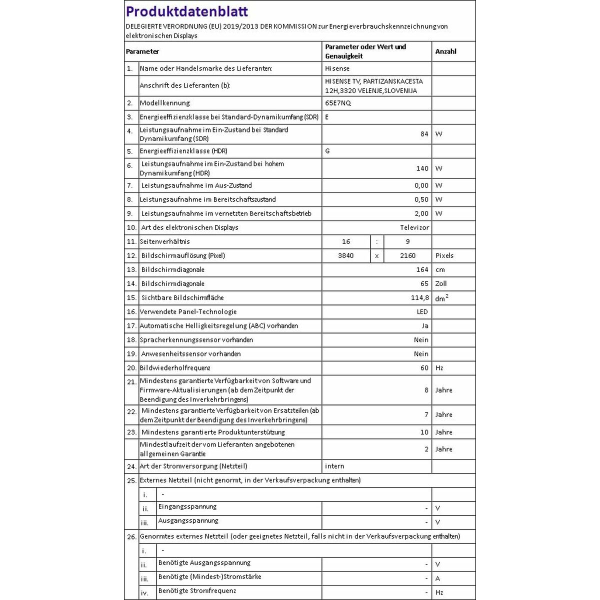 Smart TV Hisense 65E7NQ 65" 4K Ultra HD LED HDR QLED