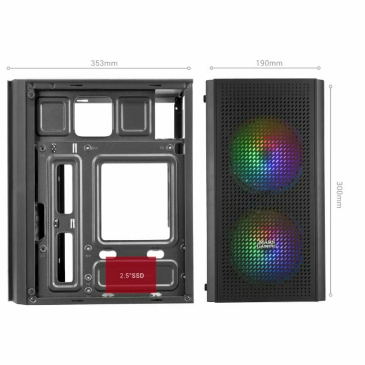 Caja Semitorre ATX Mars Gaming MC300 Negro LED RGB RGB mATX