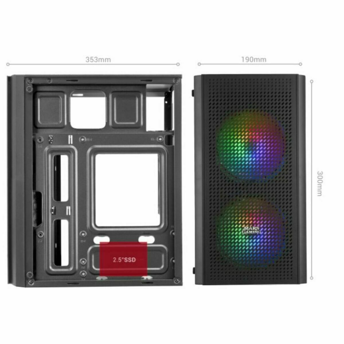 Caja Semitorre ATX Mars Gaming MC300 Negro LED RGB RGB mATX