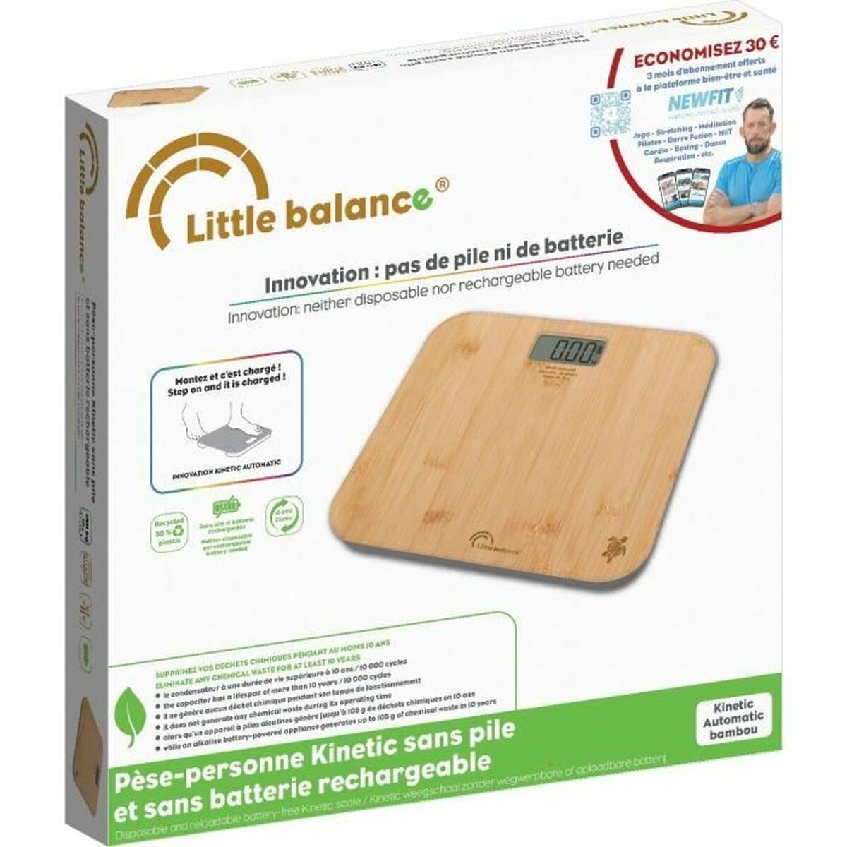 Báscula Digital de Baño Little Balance Automática Kinetic Bambú
