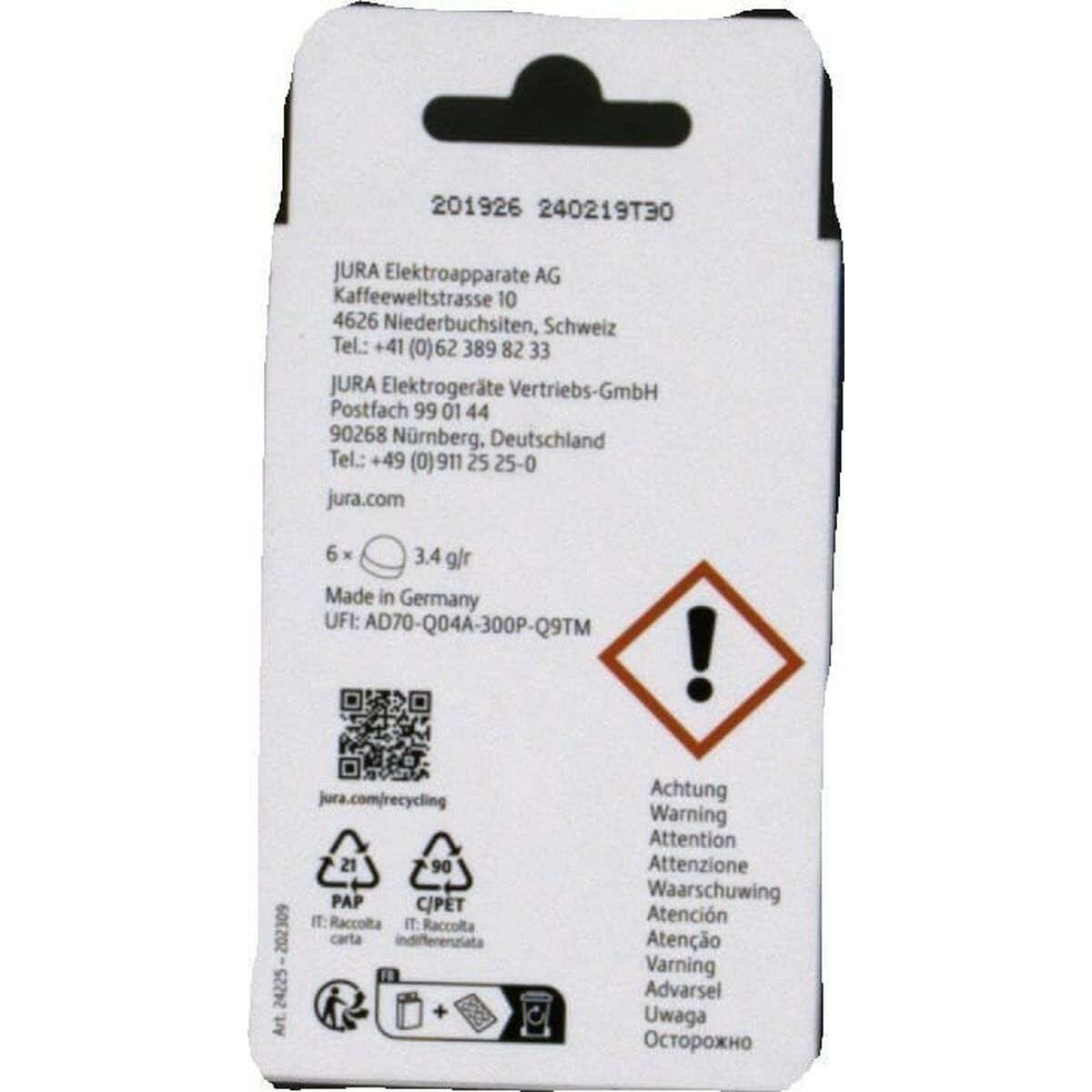 Descalcificador para Cafeteras Jura