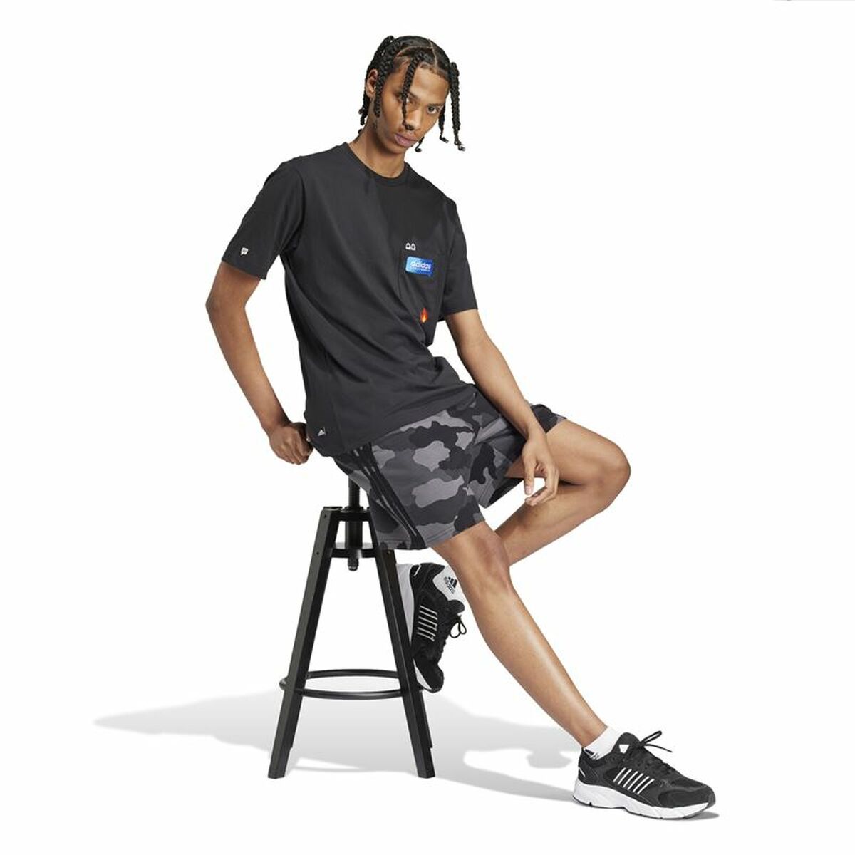 Camiseta de Manga Corta Hombre Adidas Remoji Pocket Graphic Negro