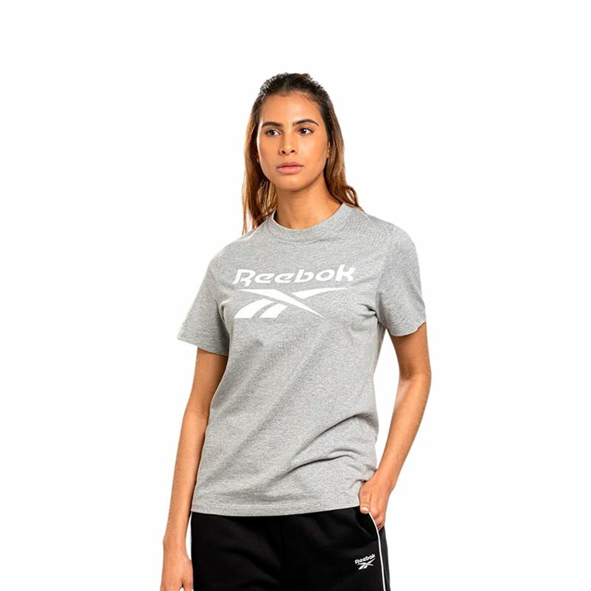 Camiseta de Manga Corta Mujer Reebok Identity Big Logo Gris Gris claro