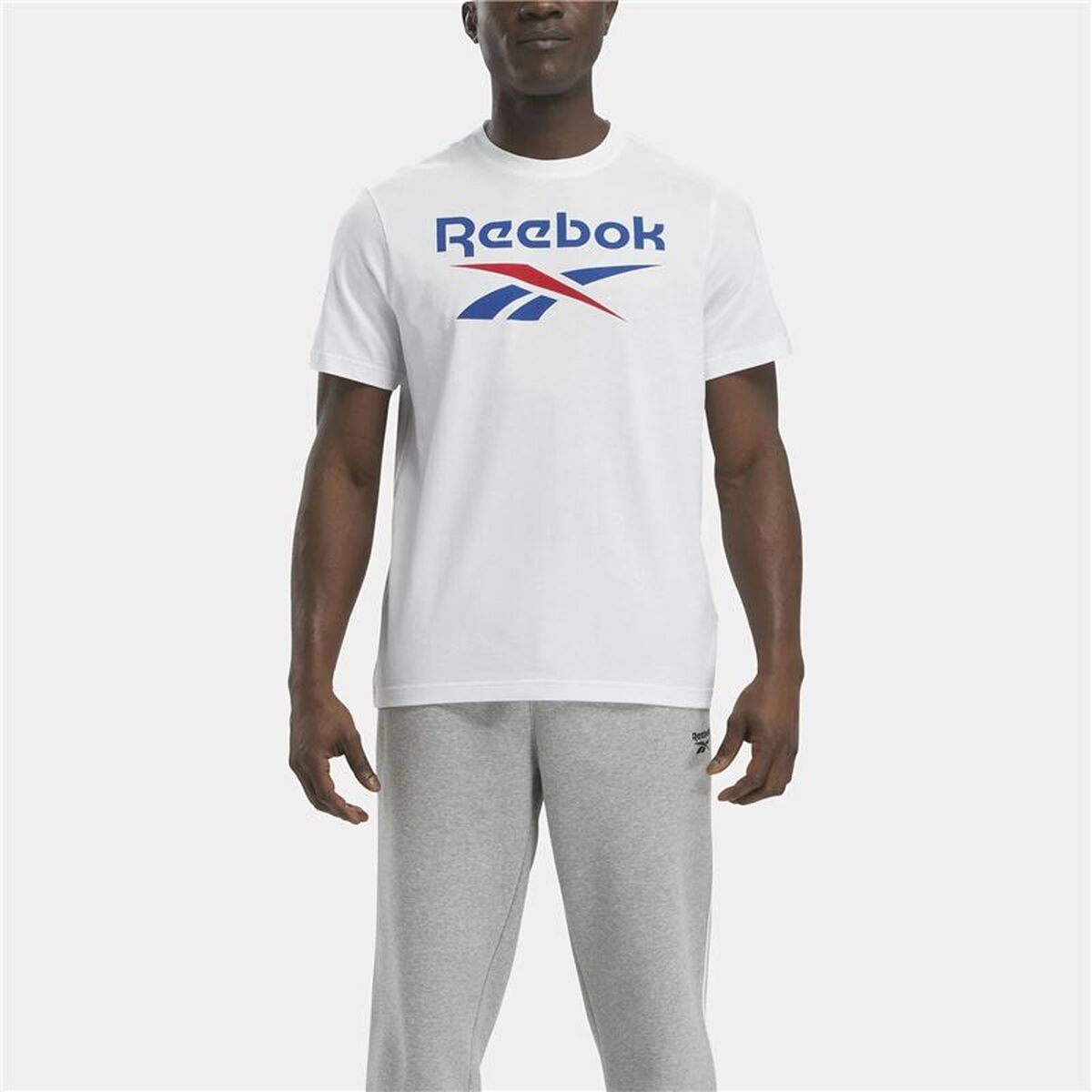 Camiseta de Manga Corta Hombre Reebok Identity Big Stacked Logo Blanco
