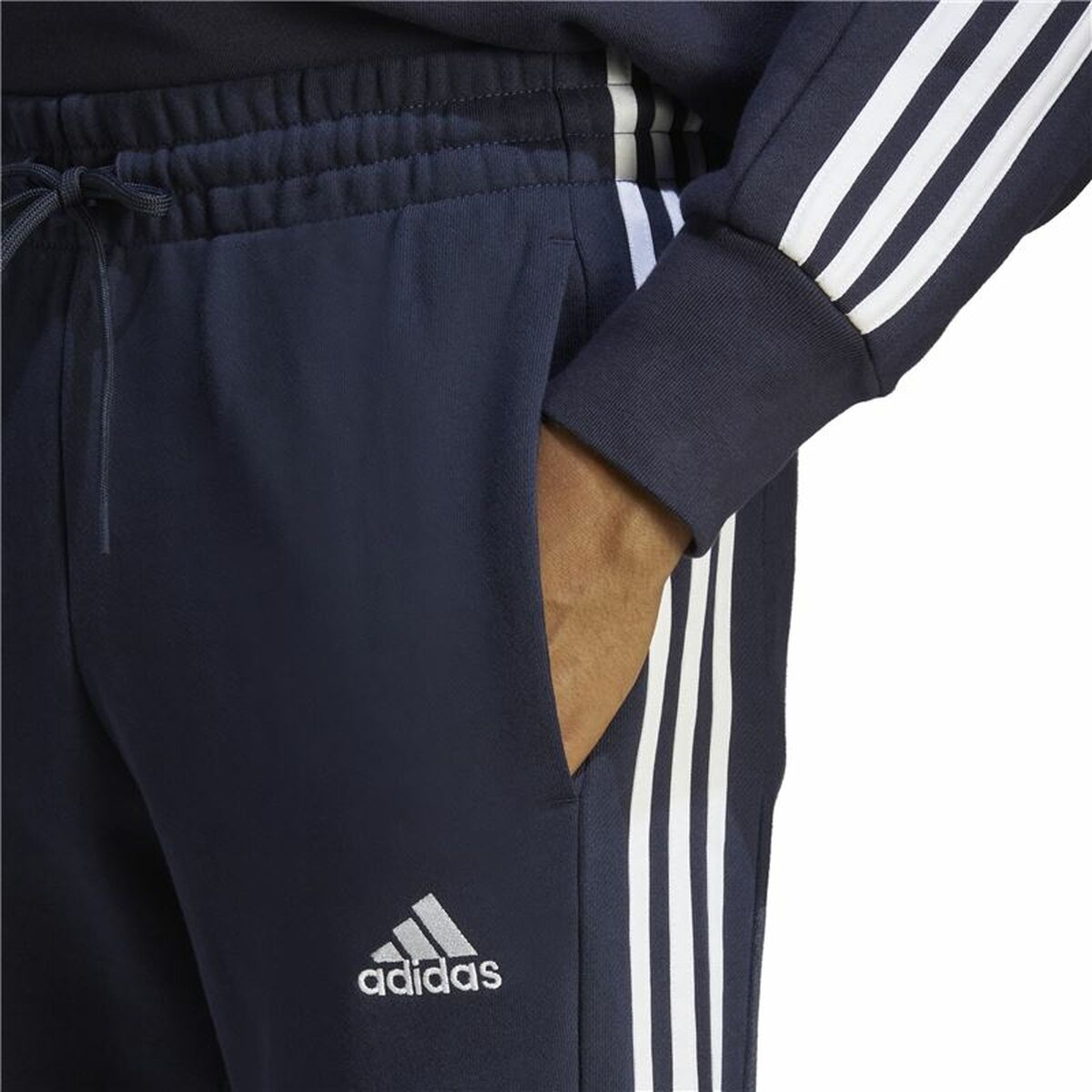 Pantalón Largo Deportivo Adidas M 3S Ft Tc Negro Azul oscuro Hombre
