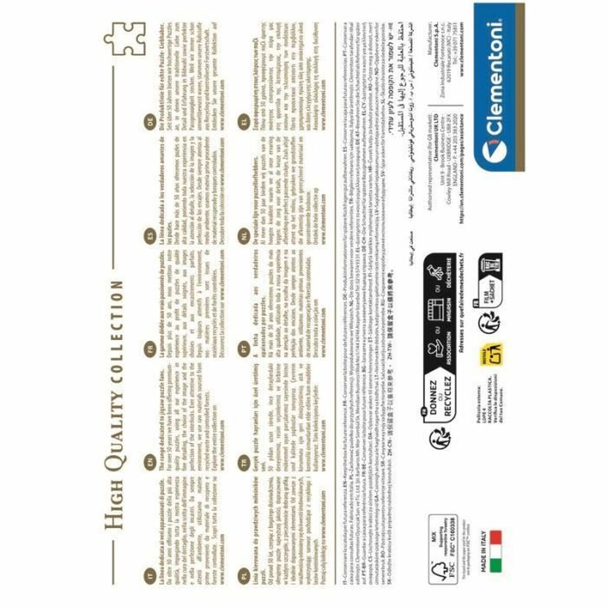 Puzzle Clementoni (3 Unidades) (2 Unidades) (6 Unidades) (10 Unidades) (4 Unidades) (12 Unidades) (24 Unidades)
