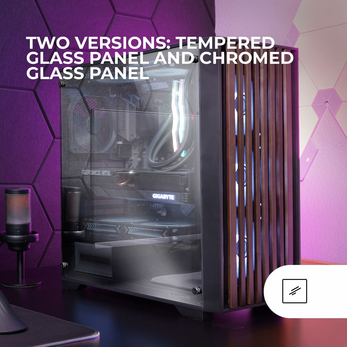 Caja Semitorre ATX Mars Gaming MCWOODDC Negro