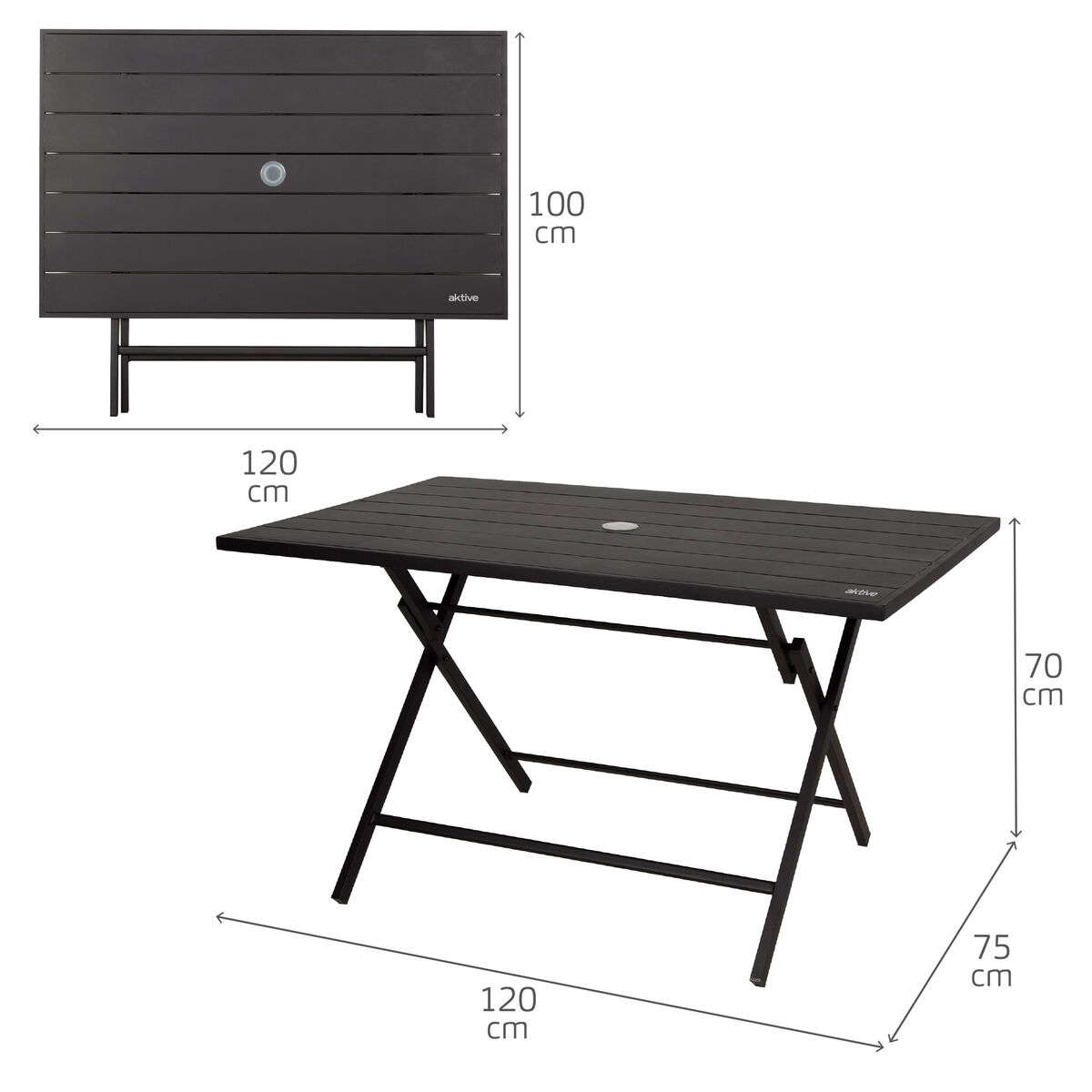 Mesa Plegable Aktive 120 x 70 x 75 cm