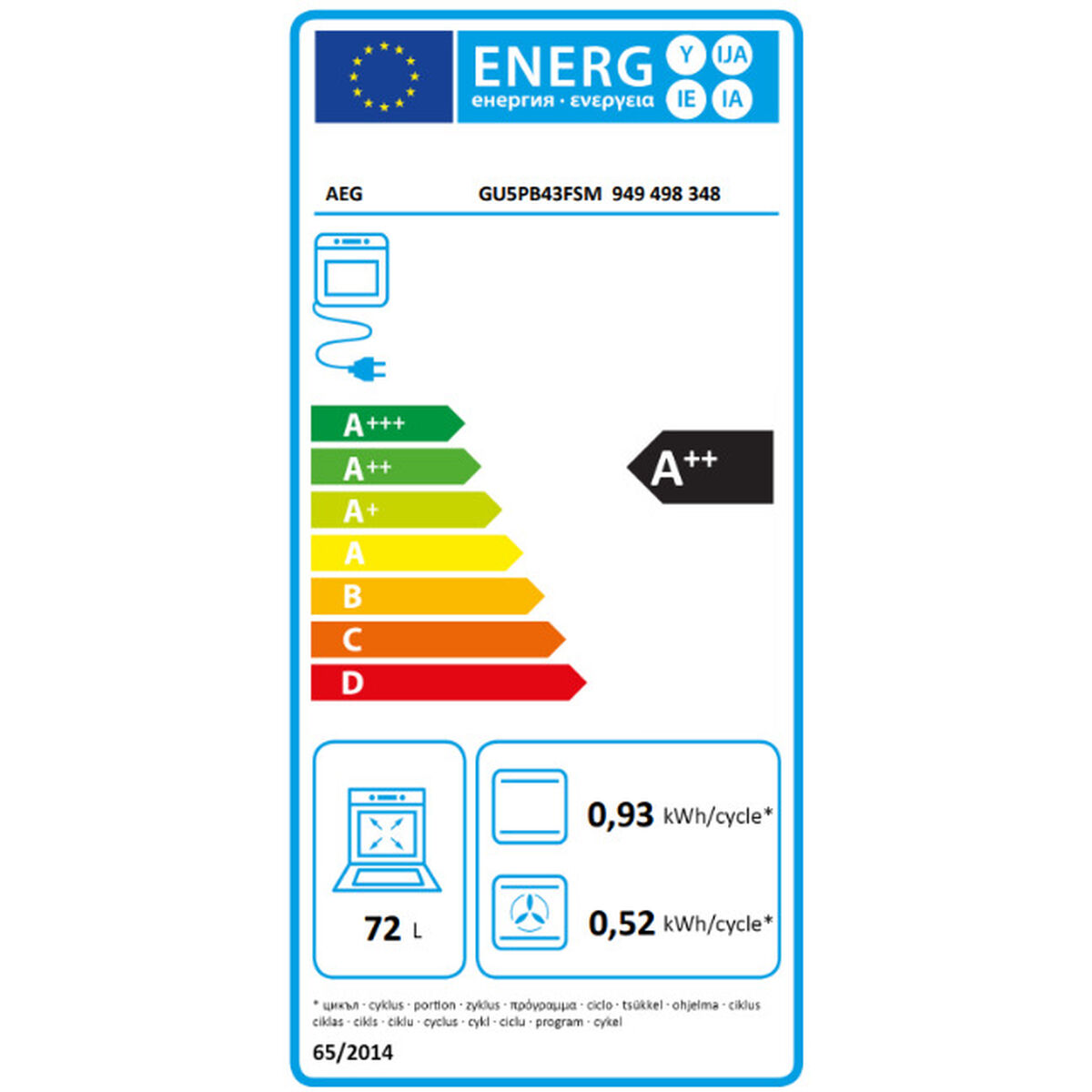 Horno Pirolítico AEG GU5PB43FSM 72 L