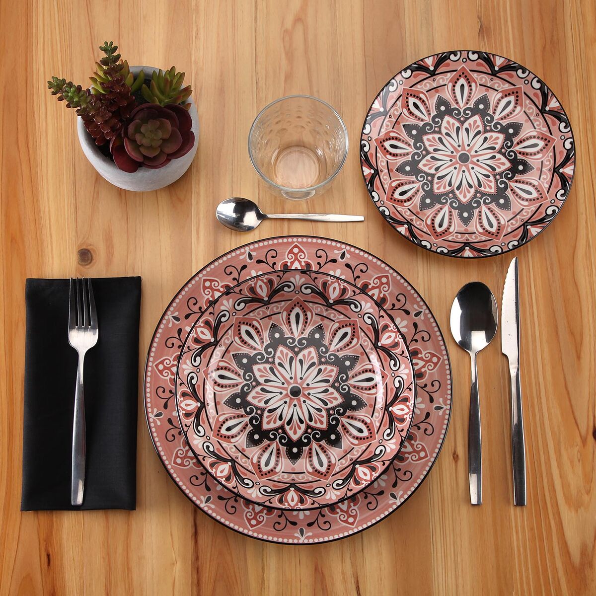 Vajilla Versa Rosa Porcelana 18 Piezas