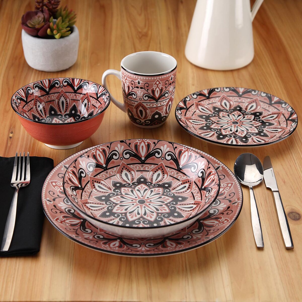 Vajilla Versa Rosa Porcelana 18 Piezas