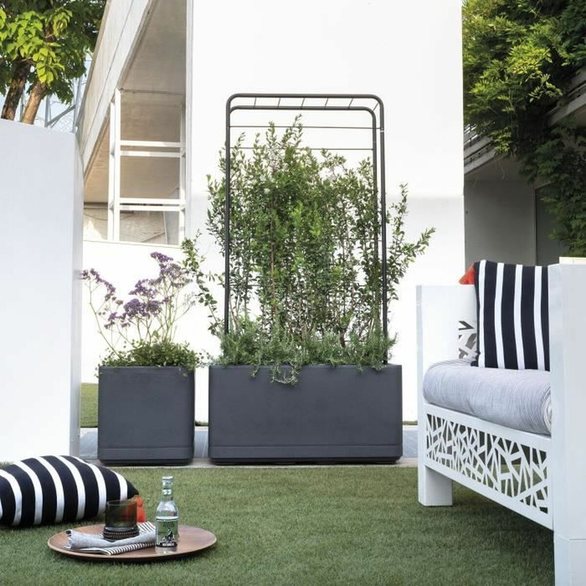 Maceta Deroma Antracita 38 x 38 x 39 cm Plástico Cuadrada Cubo 38 cm