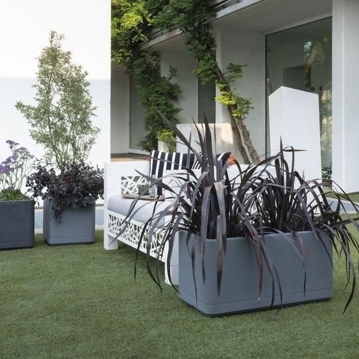 Jardinera Autorriego Deroma Gris 78 x 38 x 39 cm Plástico Rectangular Ø 78 cm