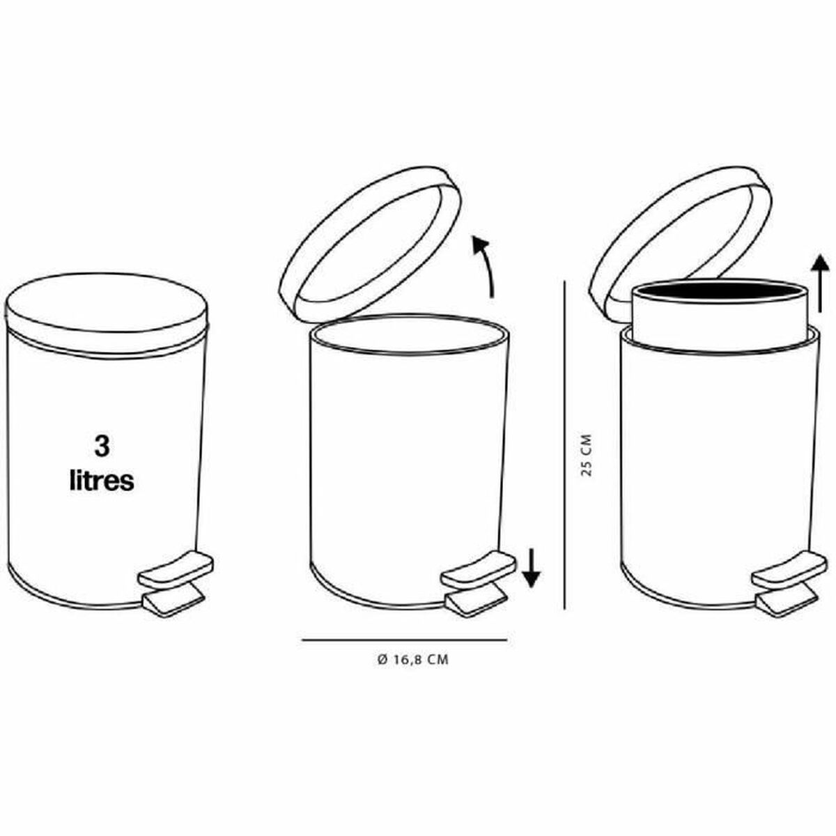 Papelera con Pedal TODAY UTILITY Blanco 3 L 17 x 25 cm