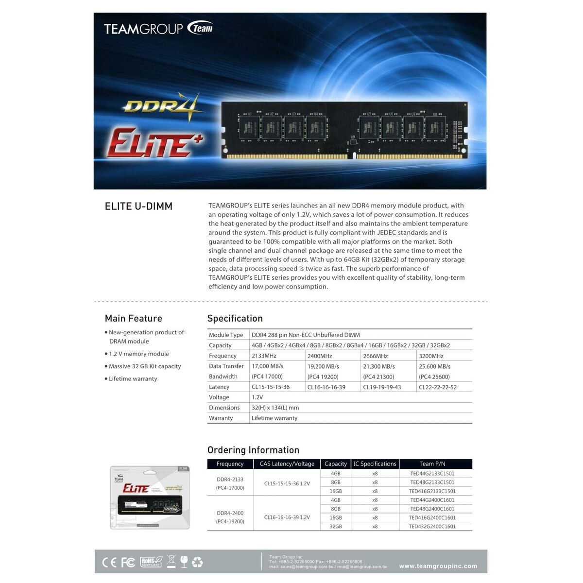 Memoria RAM Team Group TED416G3200C2201