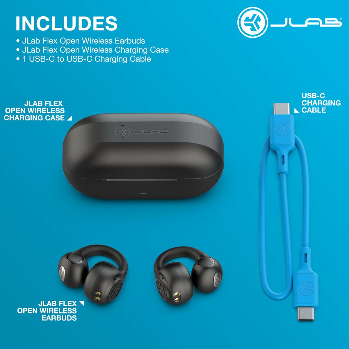 Auriculares Inalámbricos con Estuche de Carga JLab IEUEBFLEXRBLK124 Negro