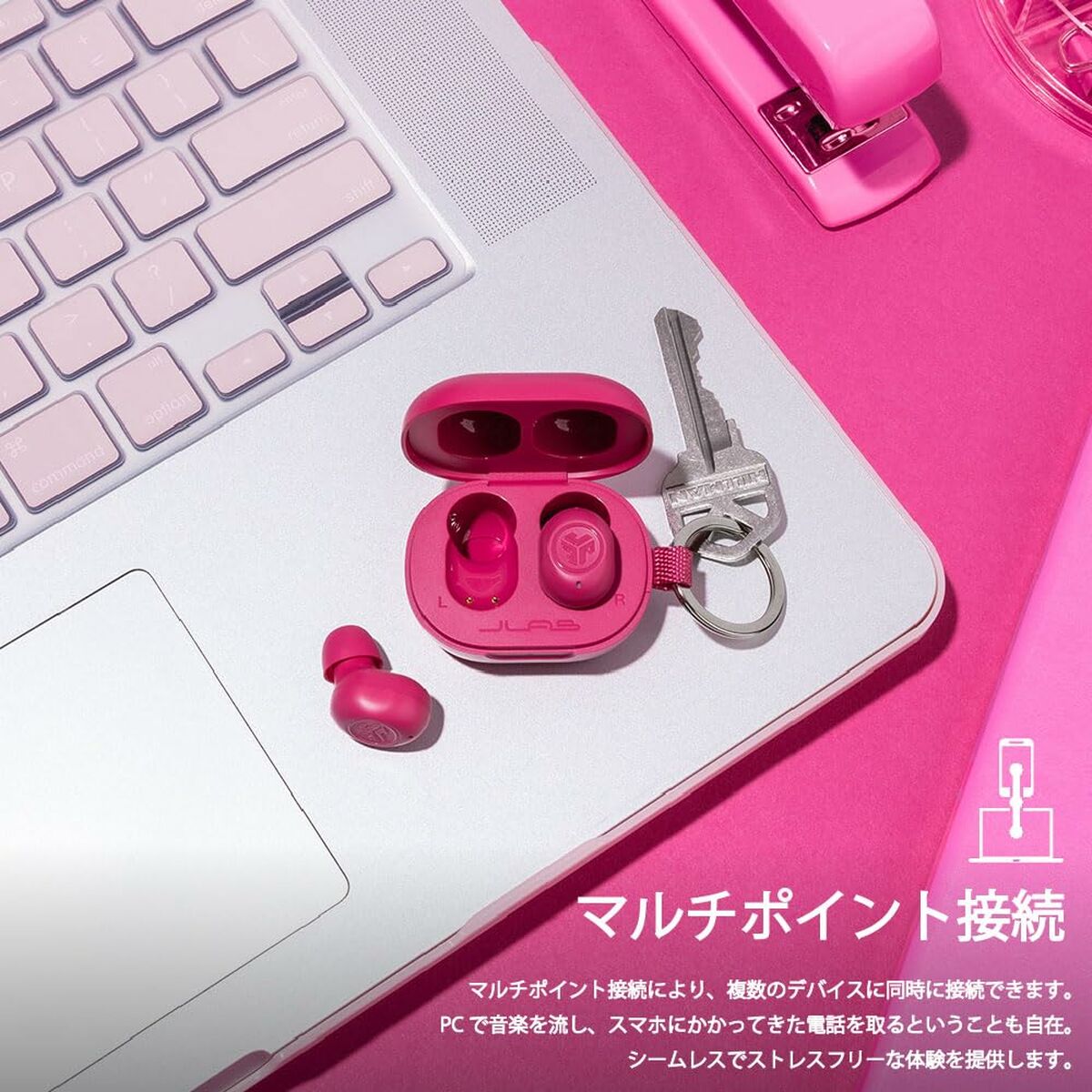 Auriculares Inalámbricos con Estuche de Carga JLab IEUEBJBMINIRPNK124 Rosa