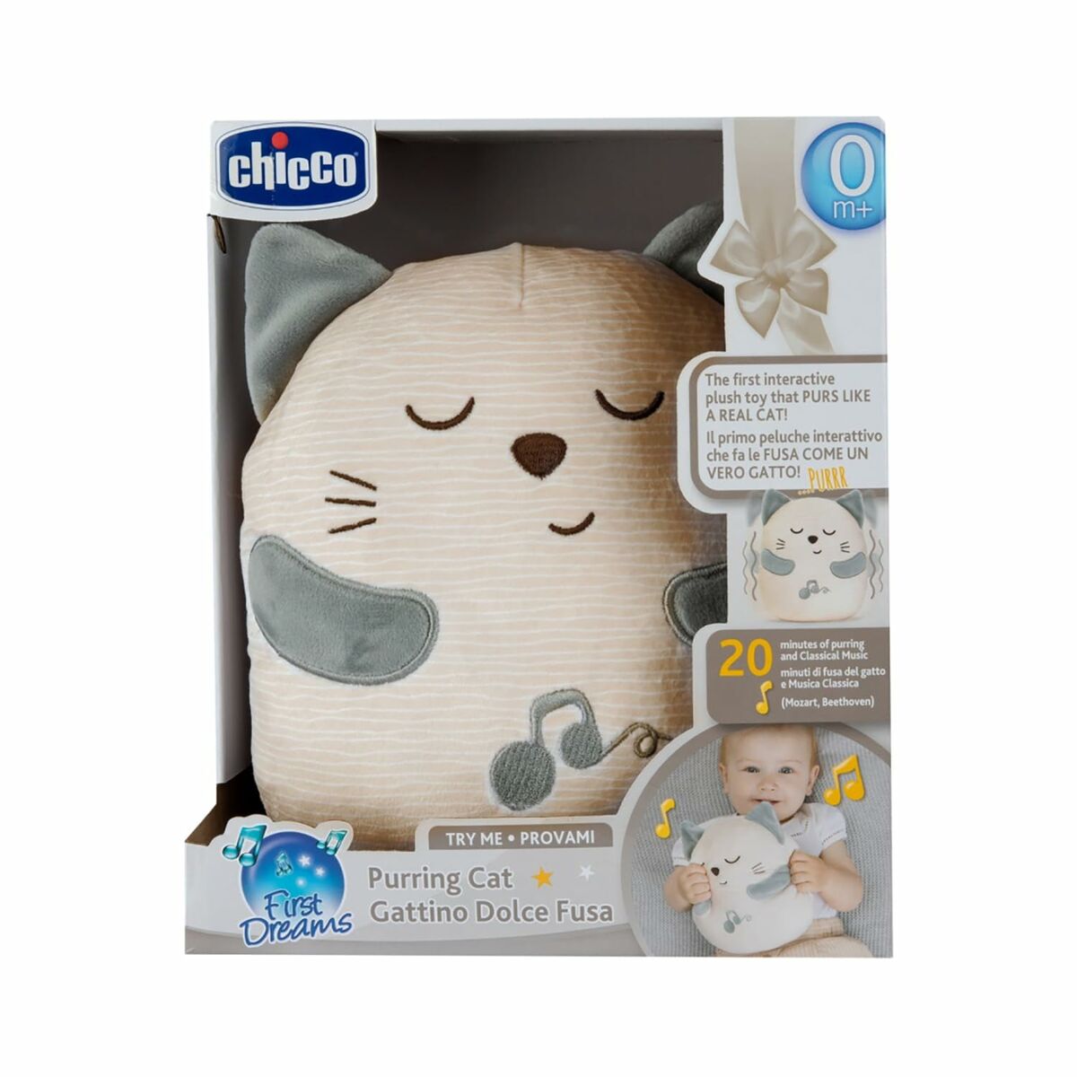 Peluche con Sonido Chicco Gato Blanco