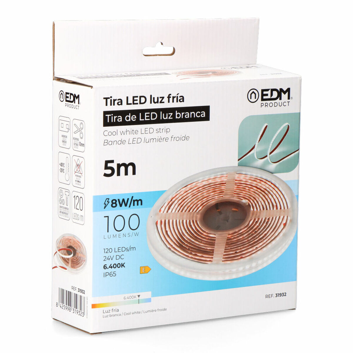 Tiras LED EDM 31932 Luz fría