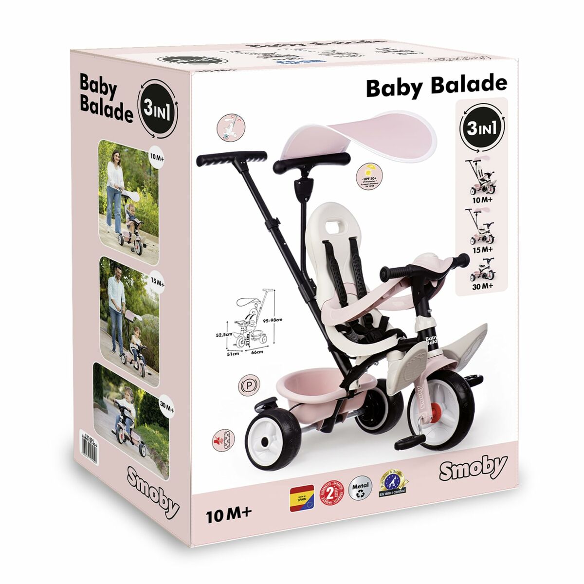 Triciclo Smoby Paseo para bebés Rosa