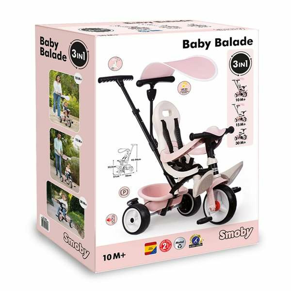 Triciclo Smoby Paseo para bebés Rosa