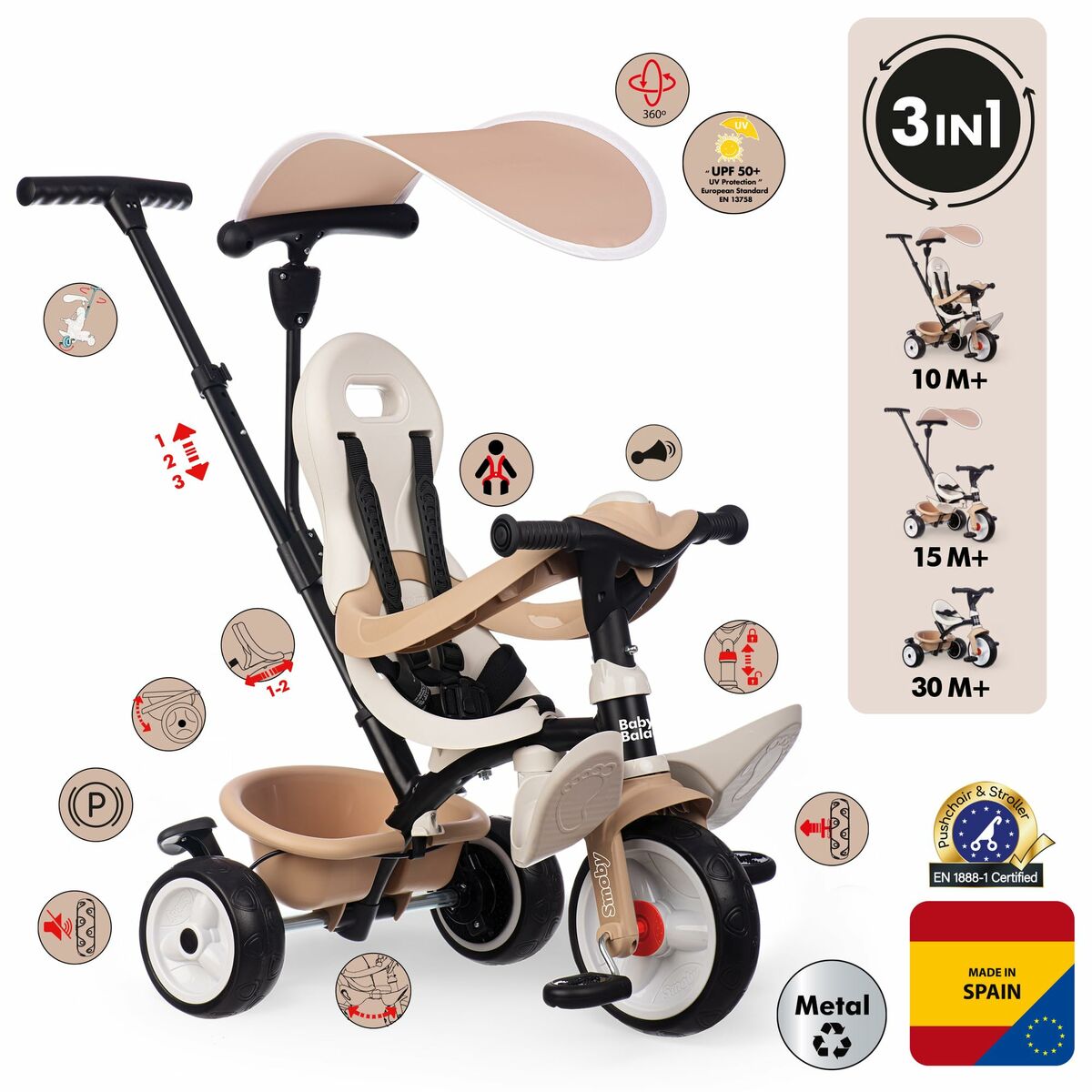 Triciclo Smoby Beige