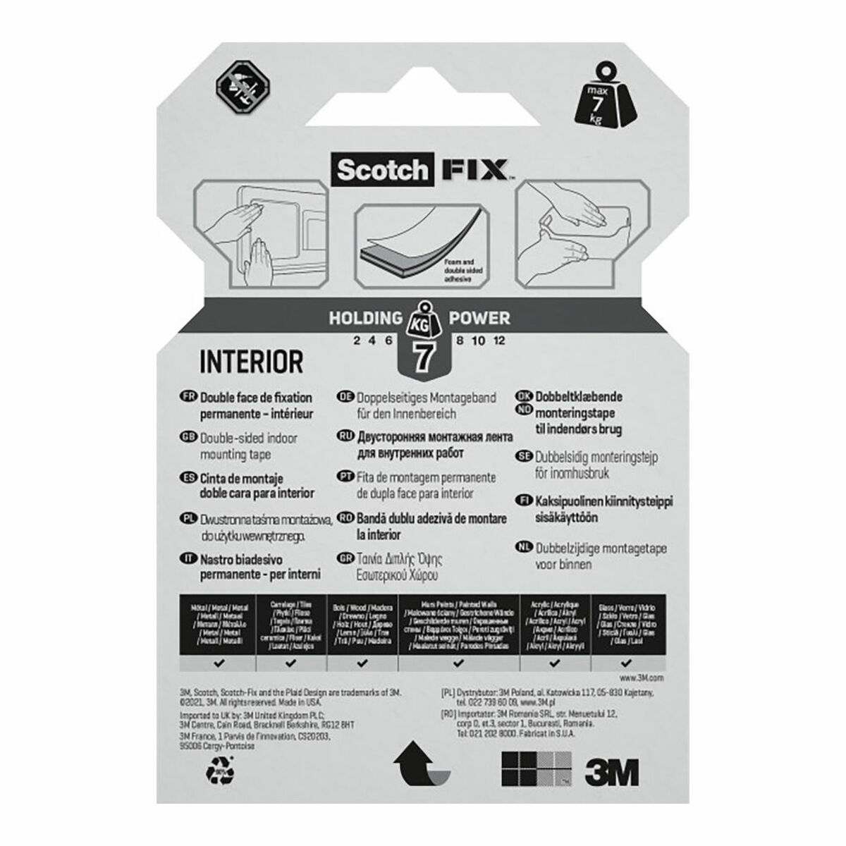 Cinta de Doble Cara Scotch 19 mm x 1,5 m Blanco