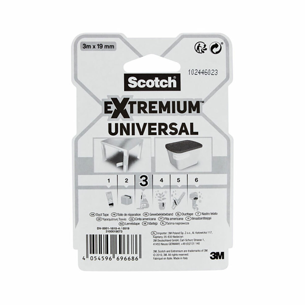Cinta americana Scotch extremium 3 universal Blanco 3 m x 19 mm