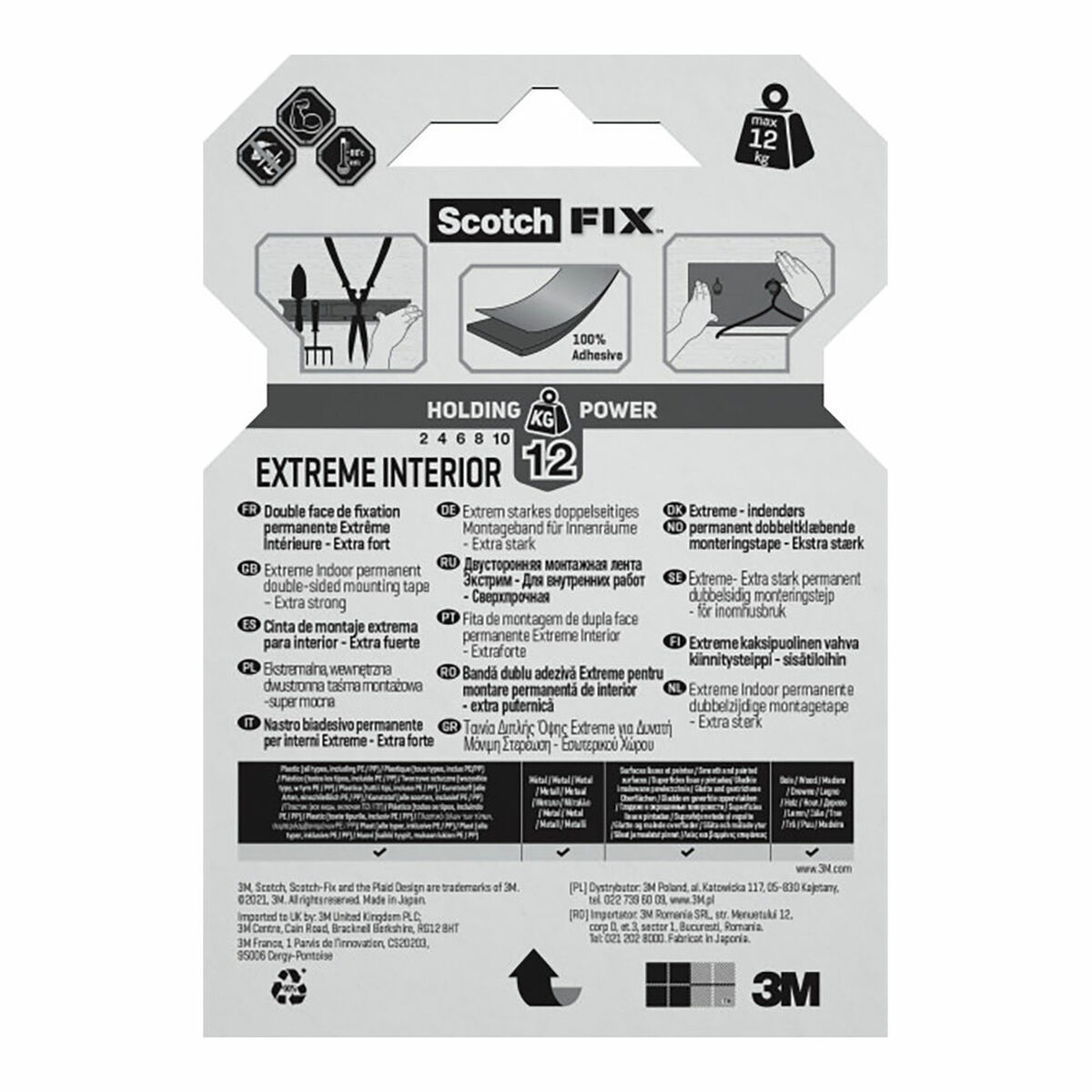 Cinta de Doble Cara Scotch extreme 19 mm x 1,8 m Blanco