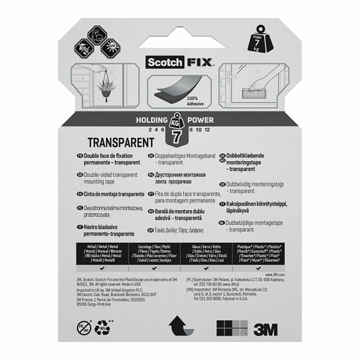 Cinta de Doble Cara Scotch Transparente 19 mm x 5 m