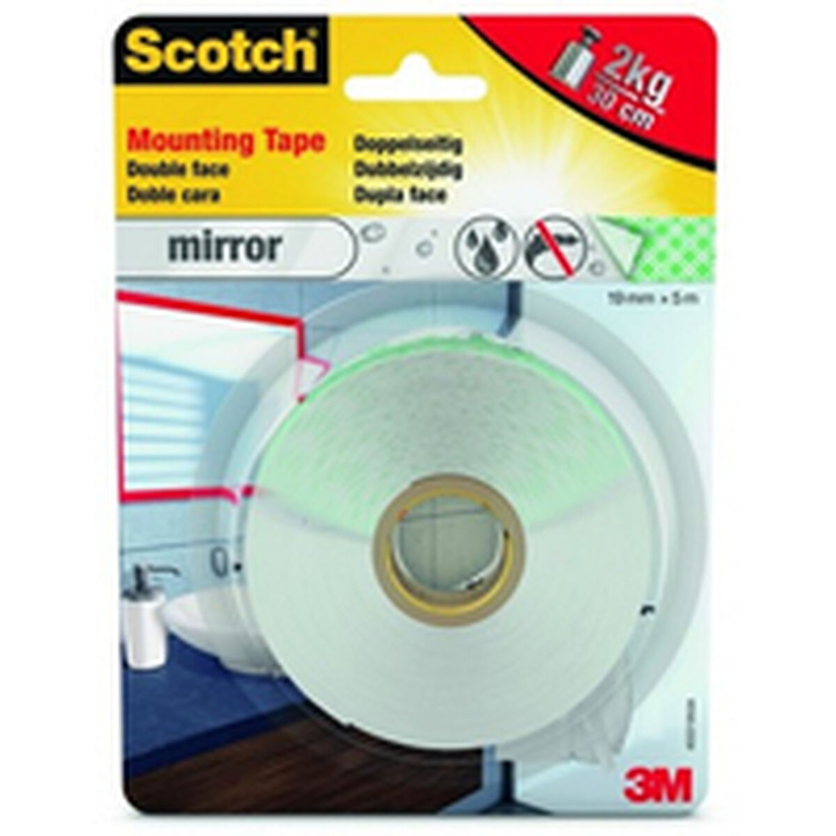 Cinta de Doble Cara Scotch 5 kg 19 mm x 5 m Transparente Espejos