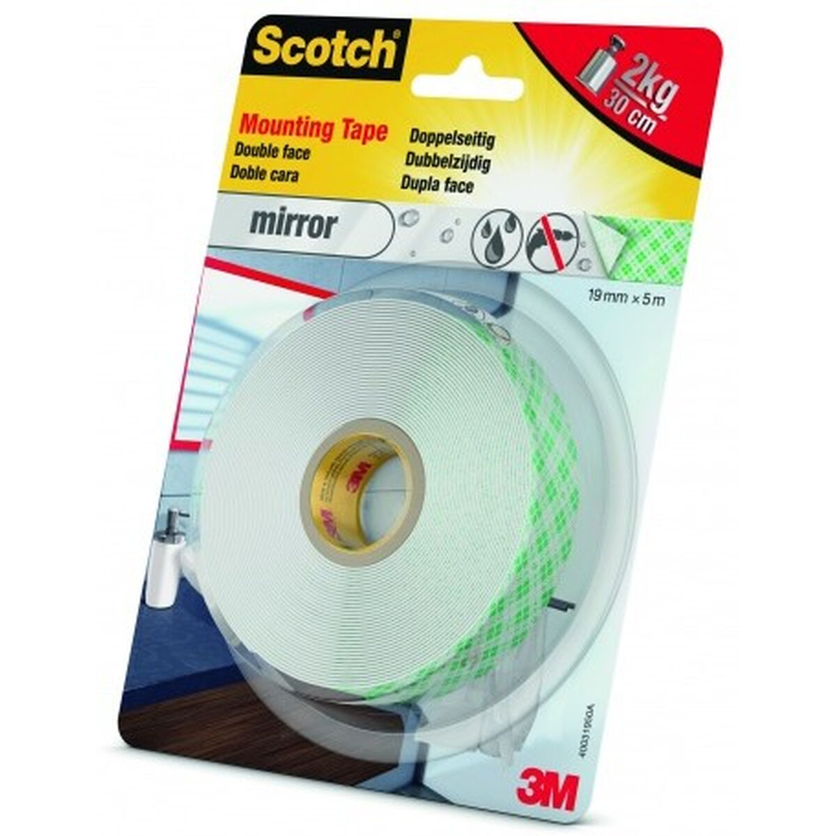 Cinta de Doble Cara Scotch 5 kg 19 mm x 5 m Transparente Espejos