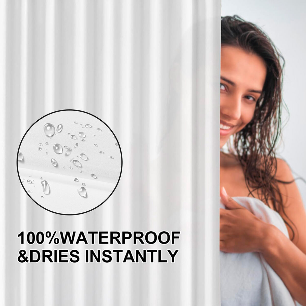 Cortina de Ducha Exma Blanco PVC 180 x 180 cm