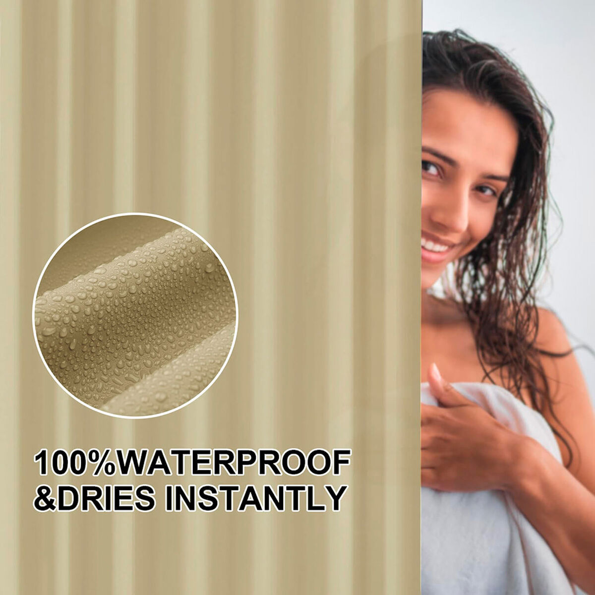 Cortina de Ducha Exma Beige PVC 180 x 180 cm