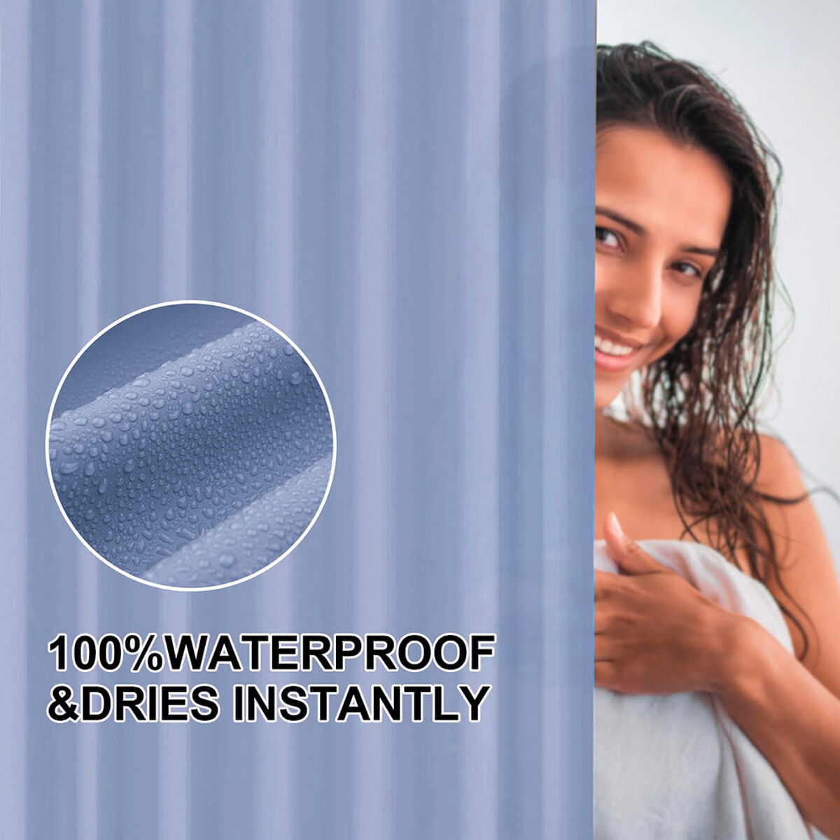 Cortina de Ducha Exma basic azul Azul PVC 180 x 180 cm