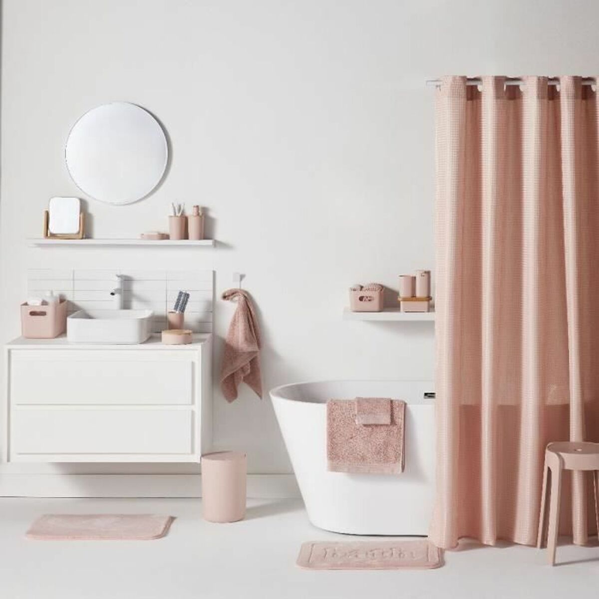 Cortina de Ducha TODAY Rosa Rose Poliéster 180 x 200 cm (12 Unidades)