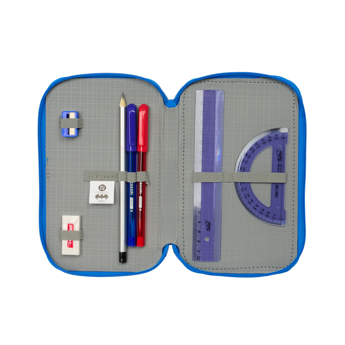 Plumier Triple Batman Azul 12,5 x 19,5 x 5,5 cm 37 Piezas