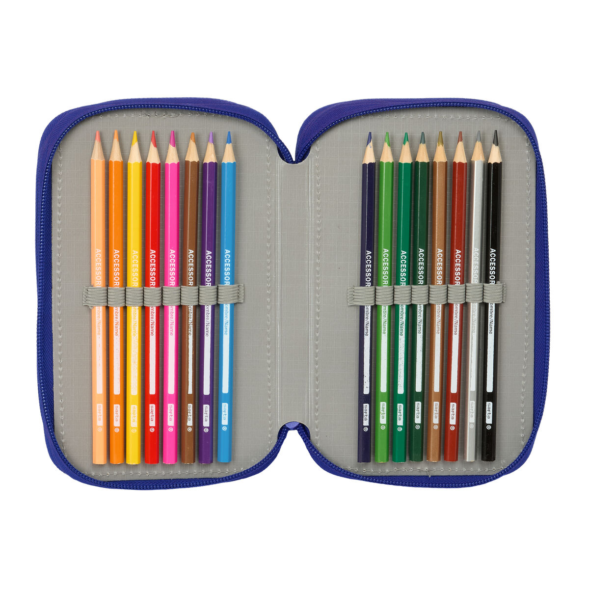 Plumier Triple Atlético Madrid Azul Blanco Rojo 12,5 x 19,5 x 5,5 cm 37 Piezas